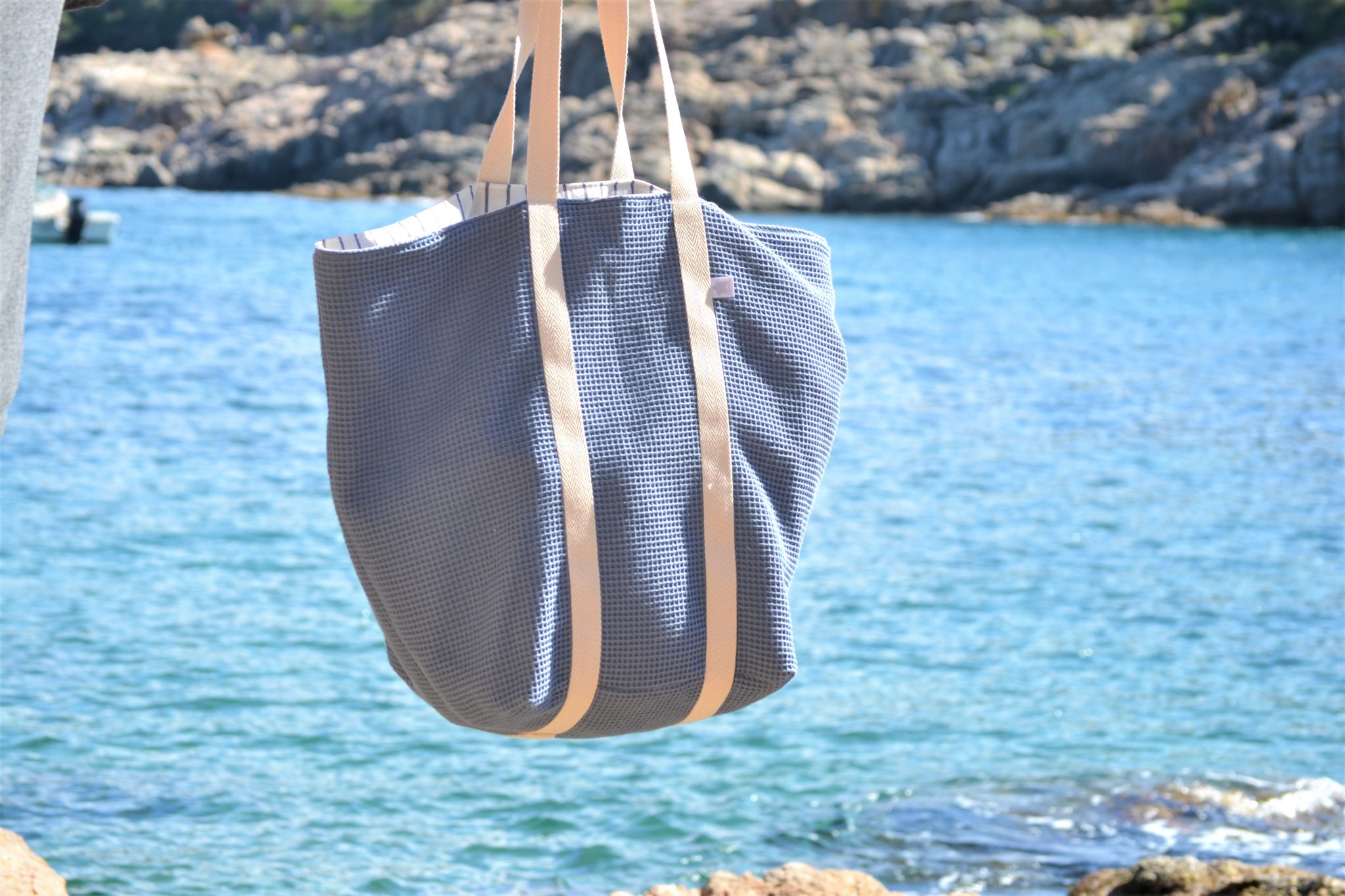 Bolsa playa personalizada en tela diseño exclusivo Cotó Blanc